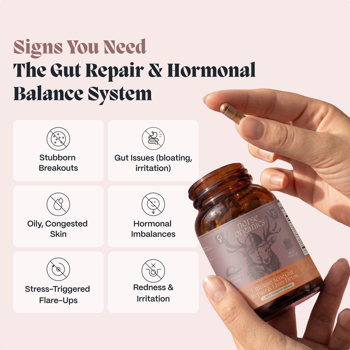 Complete Gut Repair & Hormone Health System for Female Acne-Prone Skin