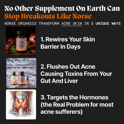 Graphic describing three ways the female gut repair system supports clearer-looking skin